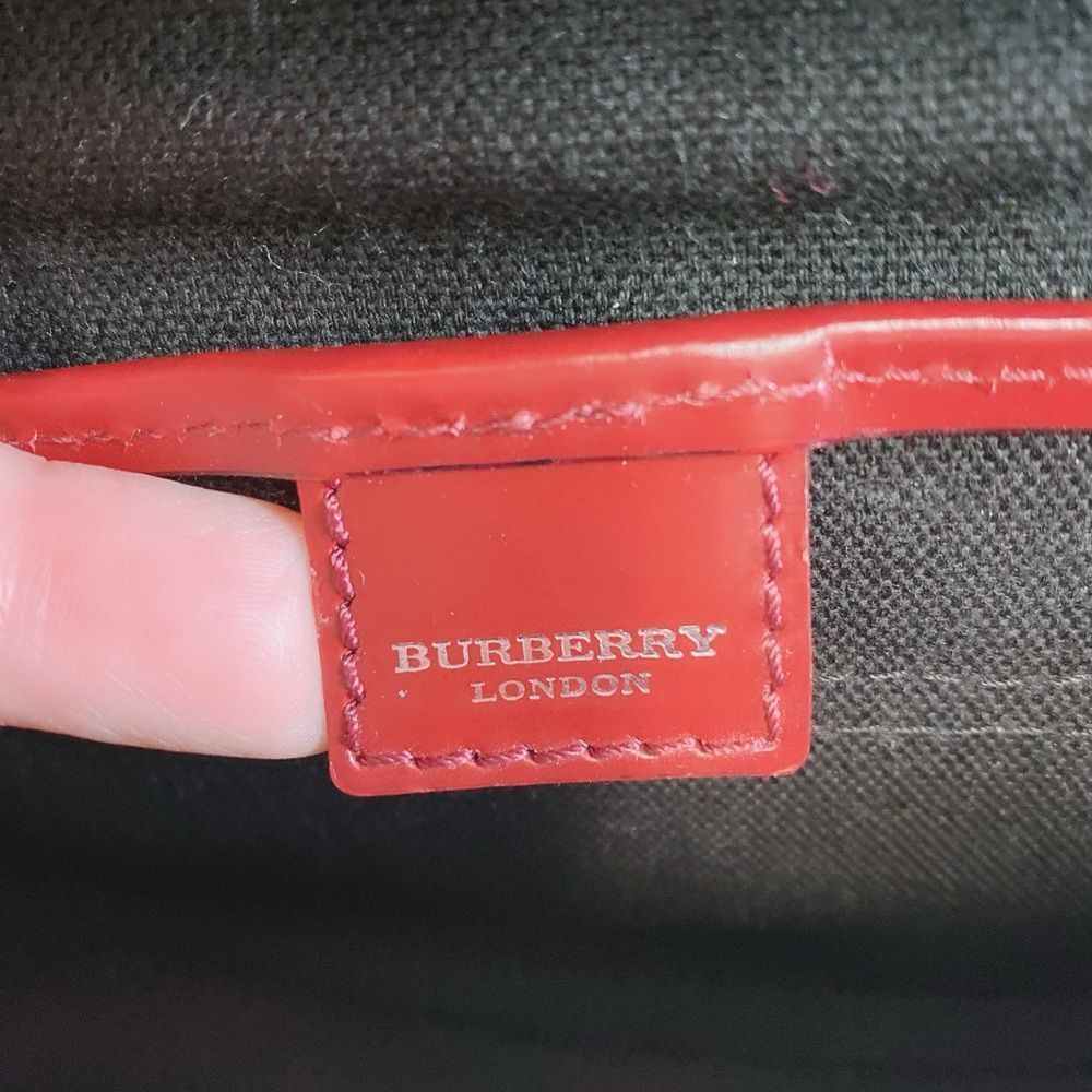 BURBERRY RED, CANVAS LEATHER SHOULDER BAG - Picture 12 of 14